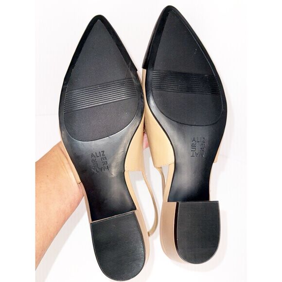 Naturalizer Banks Slingback Mule Low Heels Cap Toe Tan Black Leather Pointed 10 - Picture 16 of 16